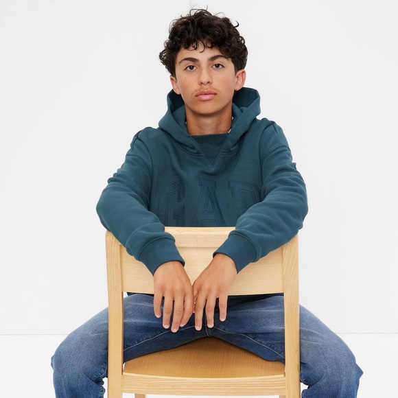 NWT, Gap Teen Logo Hoodie, Girl or Boy, Turquoise Blue, Size 14/16 - Picture 3 of 3